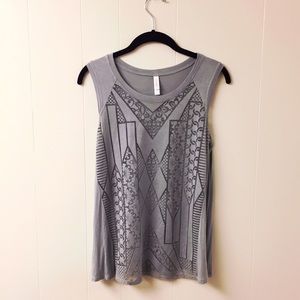 Geometric Grey Sleeveless Top